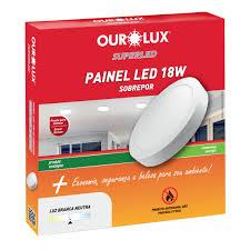 Painel 22x22 Sobrepor REDONDO 18w 6500K OUROLUX ABS