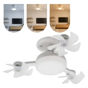 VENTILADOR TRIPLO DE BOCAL E27 3 TONS LUZ C/ CONTROLE