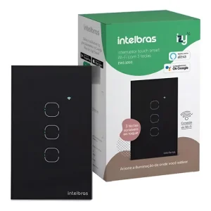 INTERRUPTOR INTELIGENTE WIFI COM 3 TECLAS EWS 1003 PRETO INTELBRAS