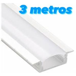 PERFIL DE LED 3MTS EMBUTIR BRANCO 25x07